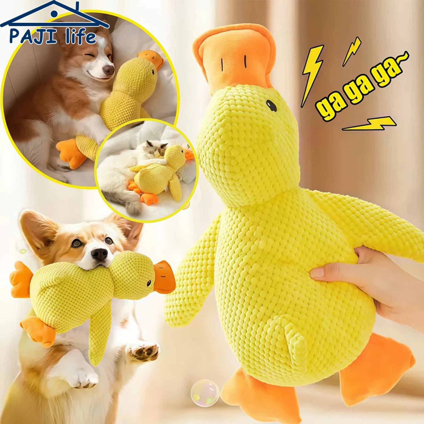 Peluche Canard pour Chien et Chat – Jouet en Polaire Résistant avec Son Grinçant, Anti-Mastication et Confort Doux