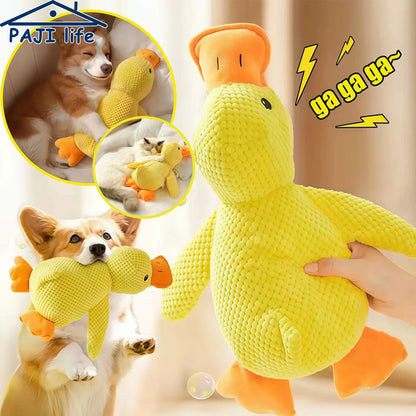 Peluche Canard pour Chien et Chat – Jouet en Polaire Résistant avec Son Grinçant, Anti-Mastication et Confort Doux